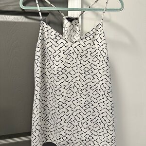 Banana Republic White and Blue Patterned Tank Top